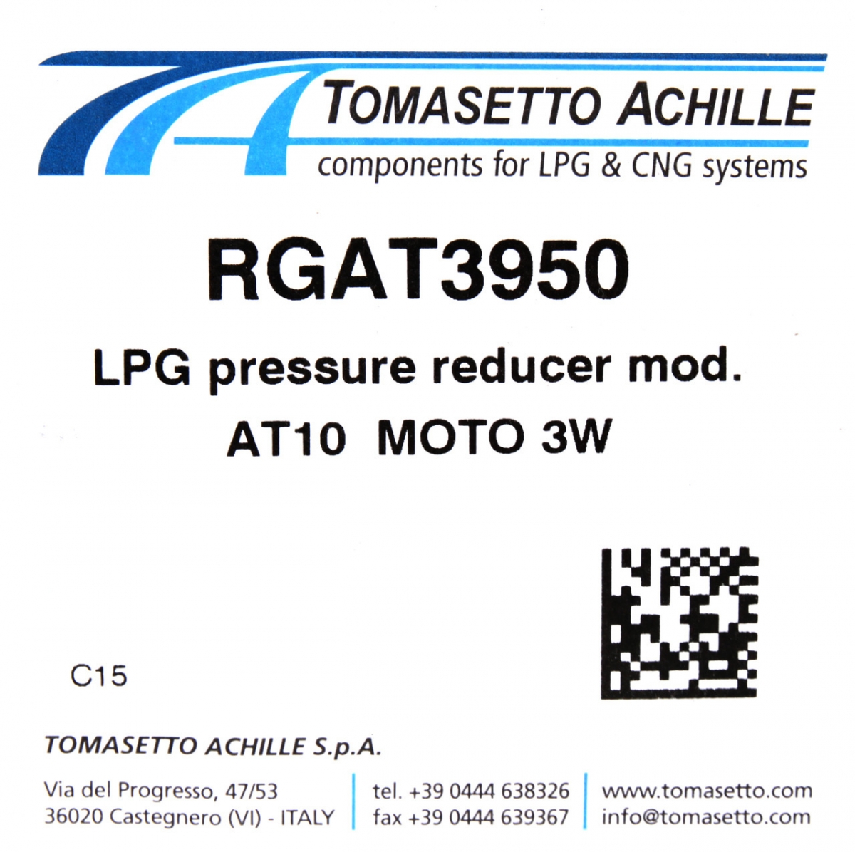 Редуктор эл. пропан Tomasetto moto AT10, без фильт Редуктор эл. пропан Tomasetto moto AT10, без фильт.